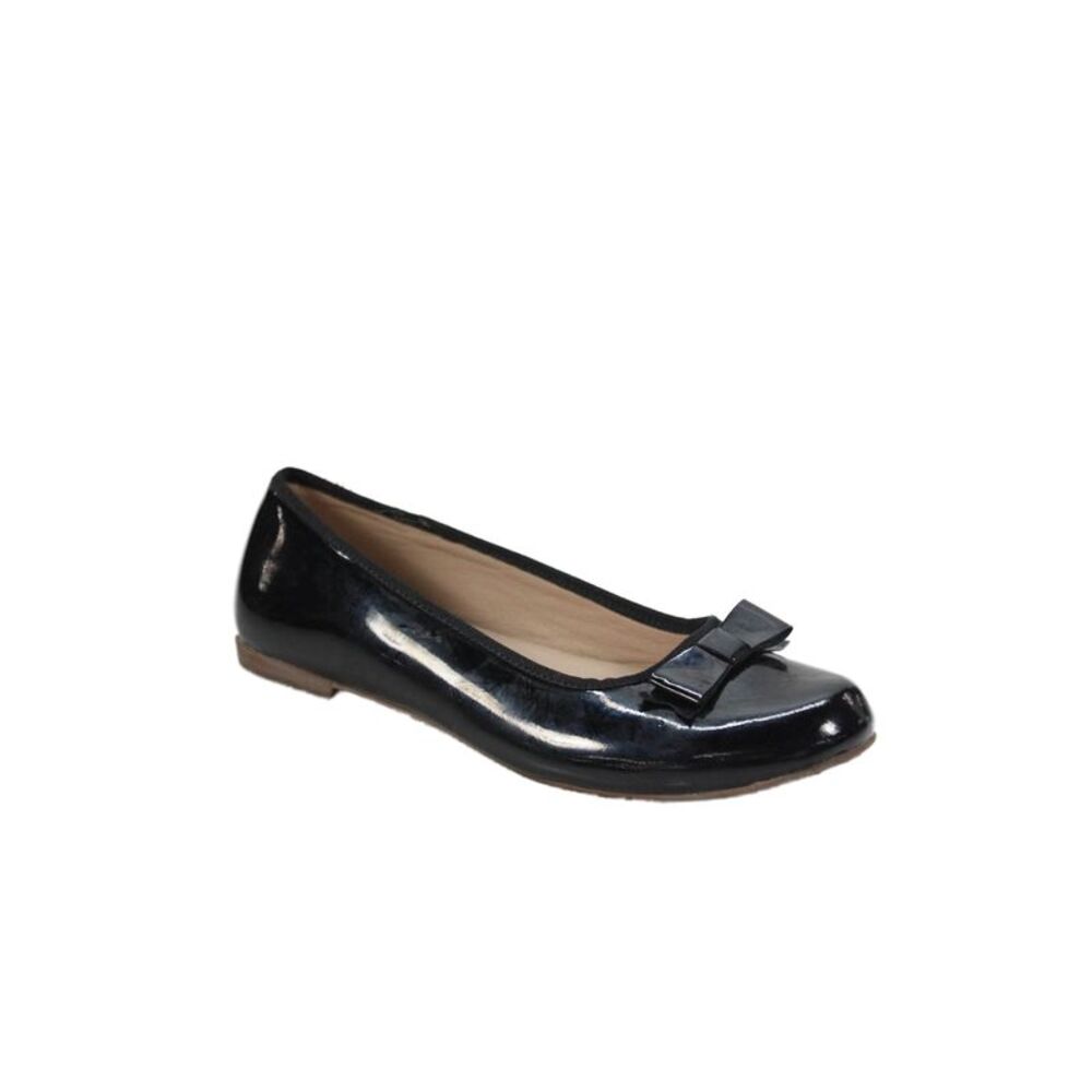Elephantito Womens Patent Leather Bow Detail Dress Flats Black Size 13